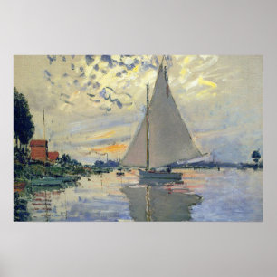 Segelbåt vid Le Petit-Gennevilliers av Claude Mone Poster