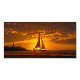 Segelbåt vid solnedgång - Marina Del Rey, CA Fototryck