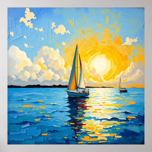 Segelbåt vid solnedgång poster