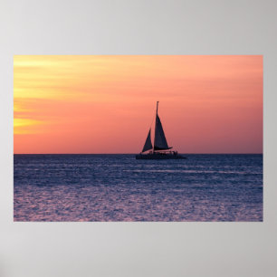 Segelbåt vid solnedgång poster
