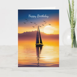 Segelbåt vid Sunset Birthday Kort