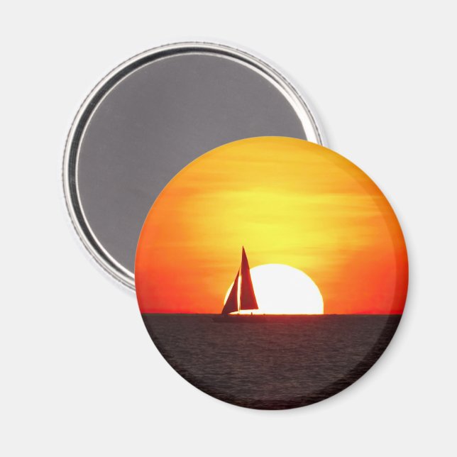 Segelbåt vid Sunset Magnet (Front/Back)