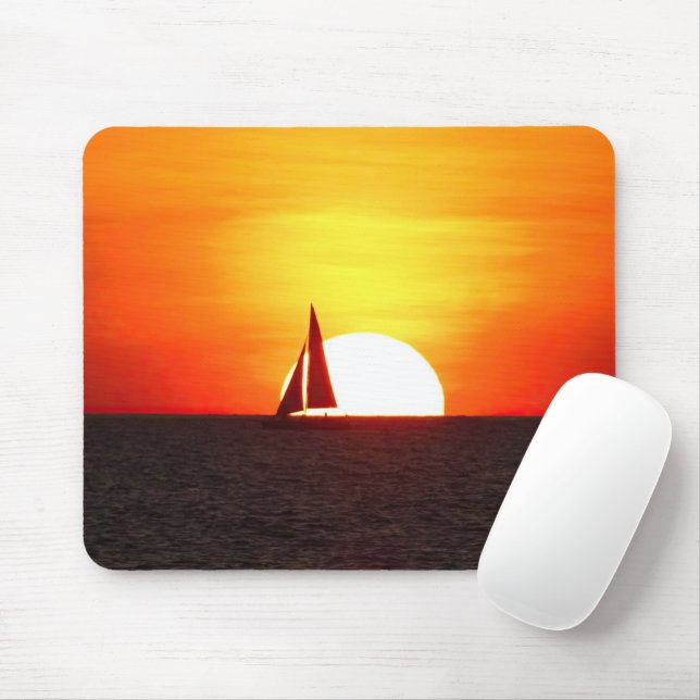 Segelbåt vid Sunset Musmatta (Med mus)