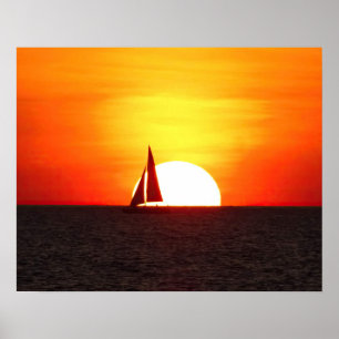 Segelbåt vid Sunset Poster