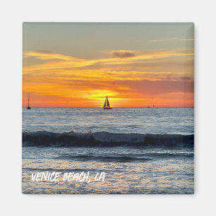 Segelbåt vid Sunset - Venedig Beach, CA Magnet