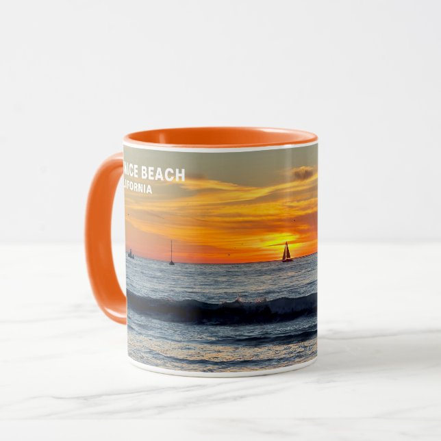 Segelbåt vid Sunset - Venedig Beach, CA Mugg (Framsida vänster)
