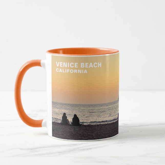 Segelbåt vid Sunset - Venedig Beach, CA Mugg (Vänster)