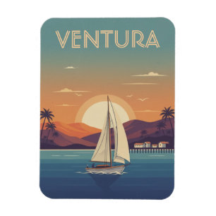 Segelbåt vid Ventura Golden Coast Kalifornien Magnet