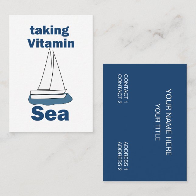 Segelbåt Vitamin Hav Rolig Marin  Visitkort (Fram/baksida)