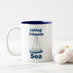 Segelbåt Vitamin Hav Roligt Nautiskt Citat Två-Tonad Mugg