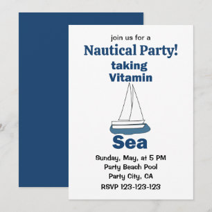 Segelbåt Vitamin Hav Roligt Nautiskt Party Inbjudningar