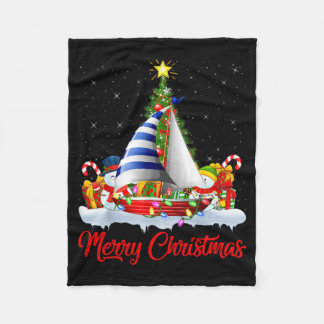 Segelbåt Xmas Träd Belysning Santa Segelbåt Fleecefilt