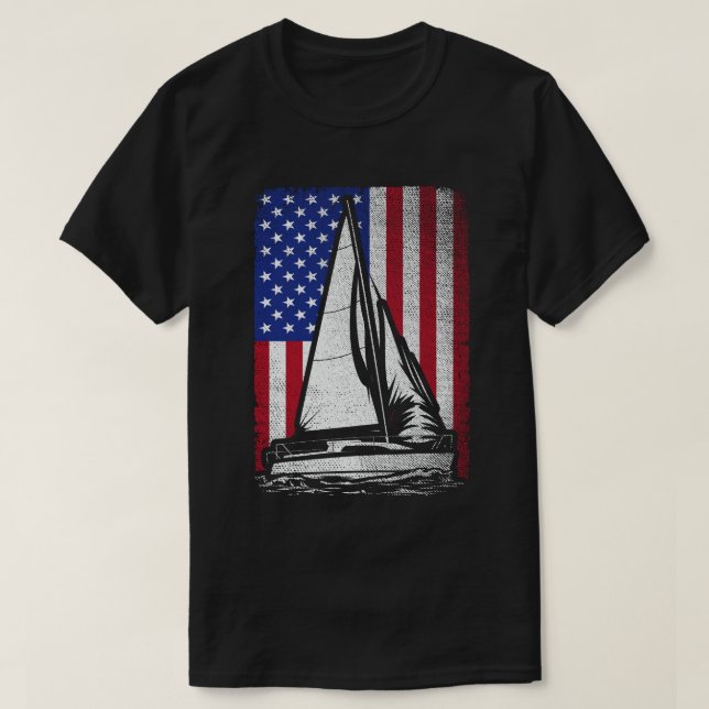 Segelbåtar av patriotisk amerikansk Flagga T Shirt (Design framsida)