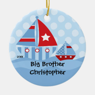 Segelbåtar Big & Little Brother-julprydnad Julgransprydnad Keramik