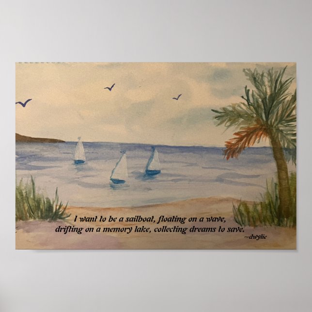 Segelbåtar - Flytande på minnet Sjö Poster (Framsidan)