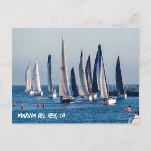 Segelbåtar - huvudkanal - Marina Del Rey, CA Vykort