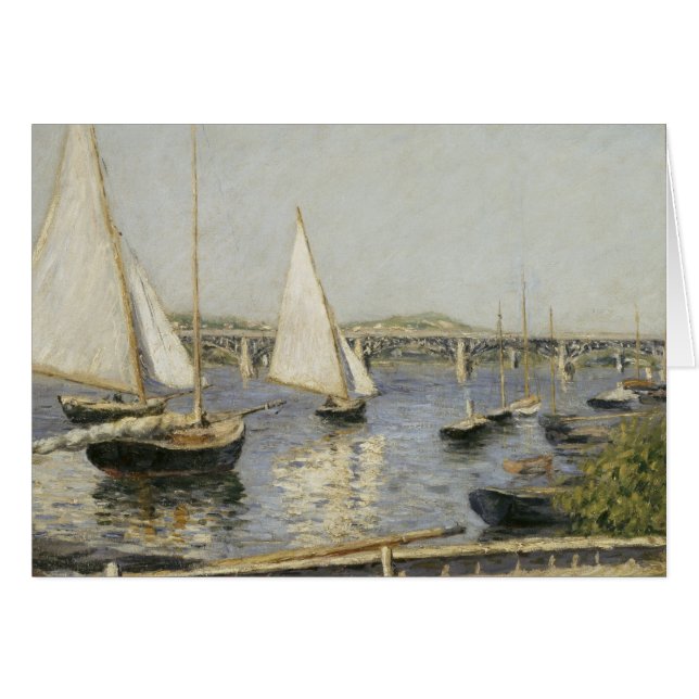 Segelbåtar i Argentina av Gustave Caillebotte Hälsningskort (Framsidan Horizontal)