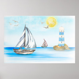 Segelbåtar i blåhavsområdet poster