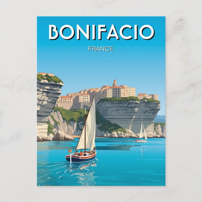 Segelbåtar i Bonifacio Corsica Frankrike Travel Vykort (Framsida)