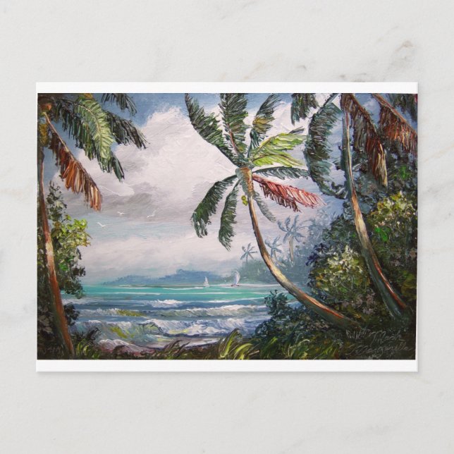 Segelbåtar i bukten vykort (Framsida)