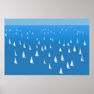 Segelbåtar i djupa blåhavet - Regatta Sailcraft Poster
