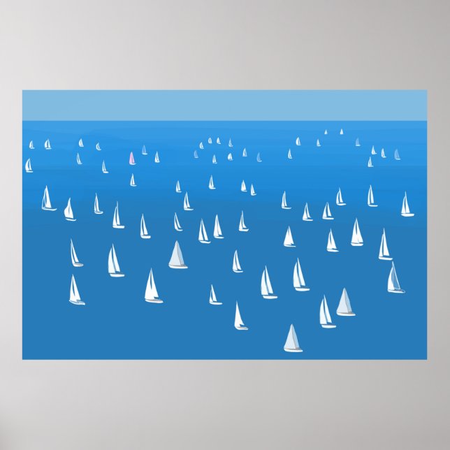 Segelbåtar i djupa blåhavet - Regatta Sailcraft Poster (Framsidan)