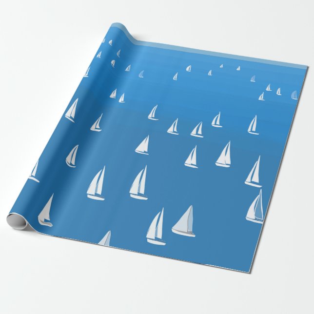 Segelbåtar i djupa blåhavet - Regatta Sailcraft Presentpapper (Utrullad)