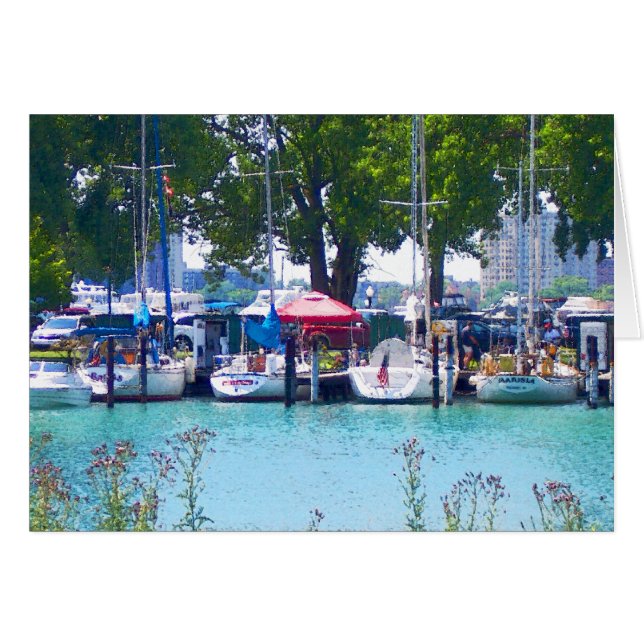 Segelbåtar i Dock Hälsningskort (Framsidan Horizontal)