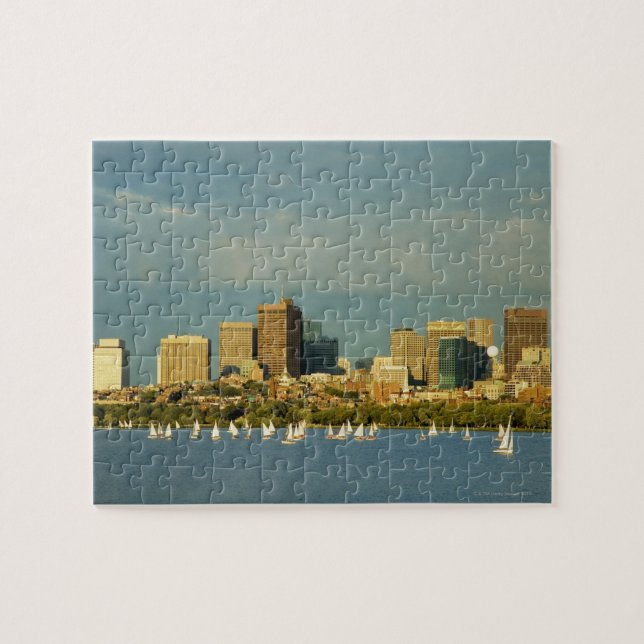 Segelbåtar i floden Charles River, Boston Pussel (Horisontell)