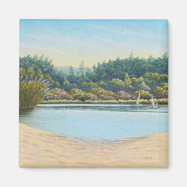 Segelbåtar i Frensham Ponds, Surrey i Pastel Magnet