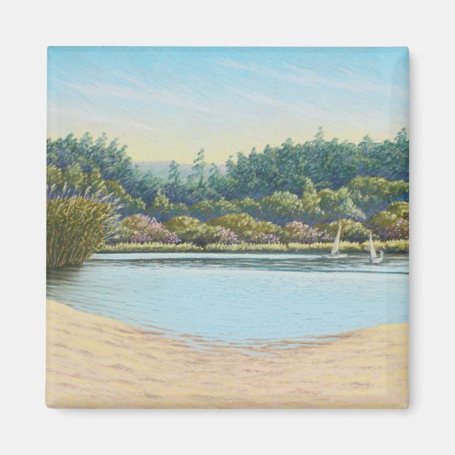 Segelbåtar i Frensham Ponds, Surrey i Pastel Magnet (Framsidan)