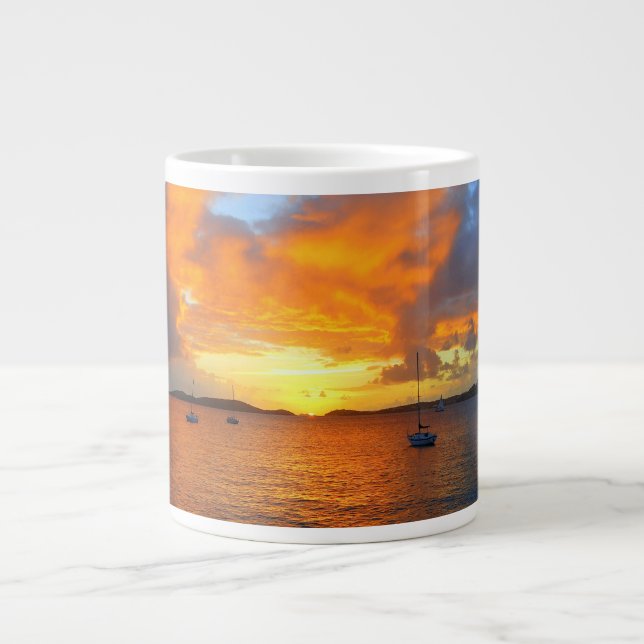 Segelbåtar i Golden Sunset Mugg Jumbo Mugg (Framsidan)