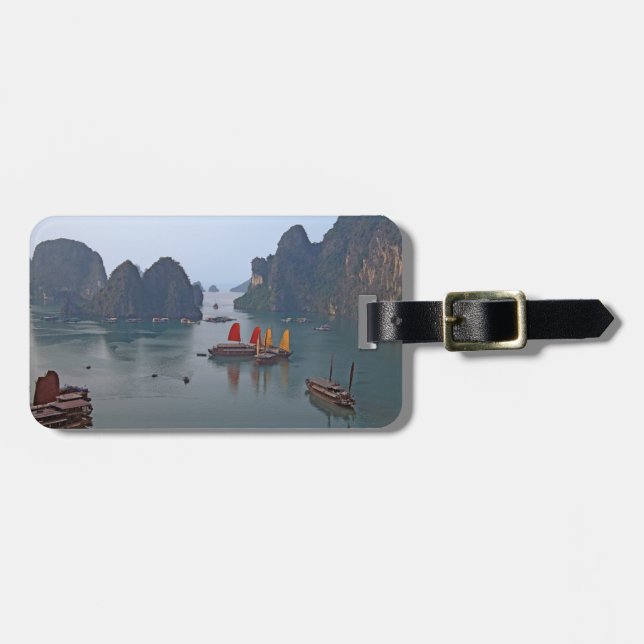Segelbåtar i Ha Long Bay - Vietnam, Asien Bagagebricka (Horisontell Framsida)