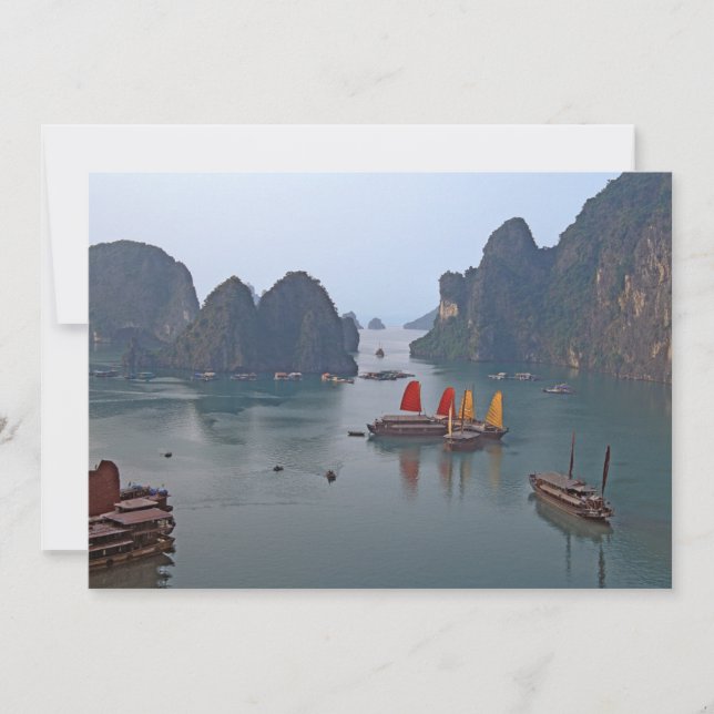 Segelbåtar i Ha Long Bay - Vietnam, Asien Inbjudningar (Framsida)