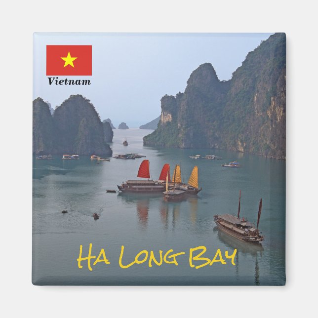 Segelbåtar i Ha Long Bay - Vietnam, Asien Magnet (Framsidan)