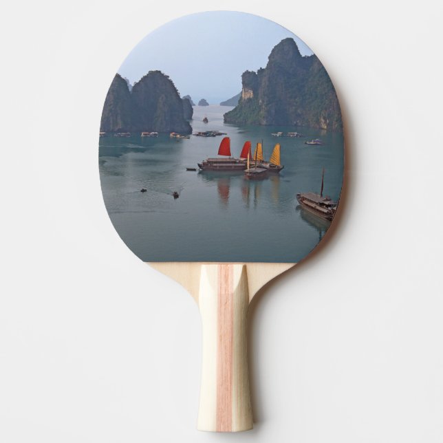 Segelbåtar i Ha Long Bay - Vietnam, Asien Pingisracket (Framsidan)