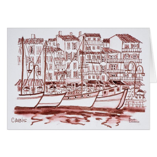 Segelbåtar i hamn| Cassis, Frankrike Hälsningskort (Framsidan Horizontal)