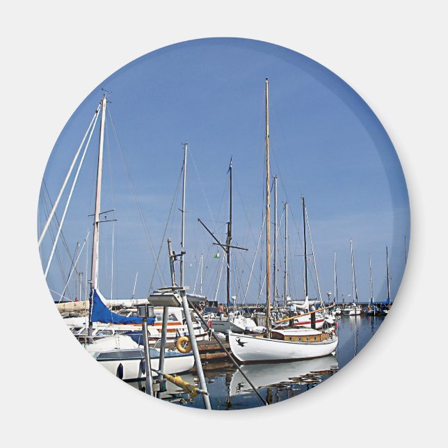 Segelbåtar i hamnen magnet (Framsidan)