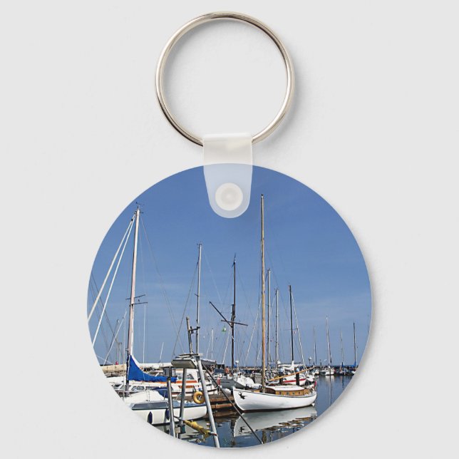 Segelbåtar i hamnen nyckelring (Framsida)