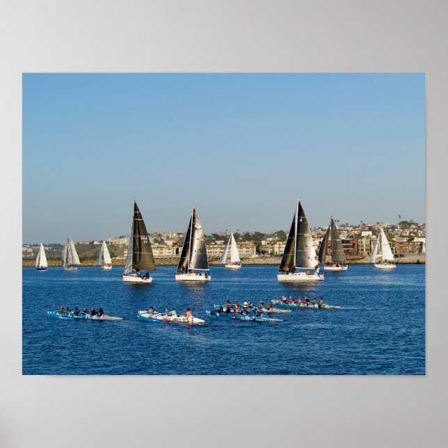 Segelbåtar i kanalen. Marina Del Rey, CA Poster (Framsidan)