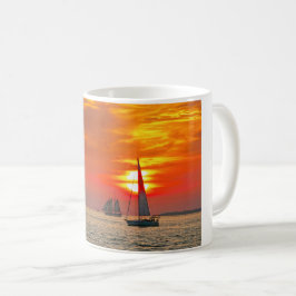 Segelbåtar i Nyckel Väster, Florida, Sunset Kaffemugg