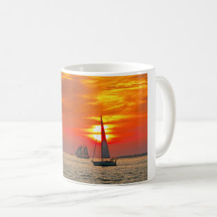 Segelbåtar i Nyckel Väster, Florida, Sunset Kaffemugg