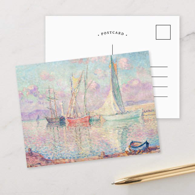 Segelbåtar i Saint-Tropez hamn | Henri Lebasque Vykort (Skapare uppladdad)