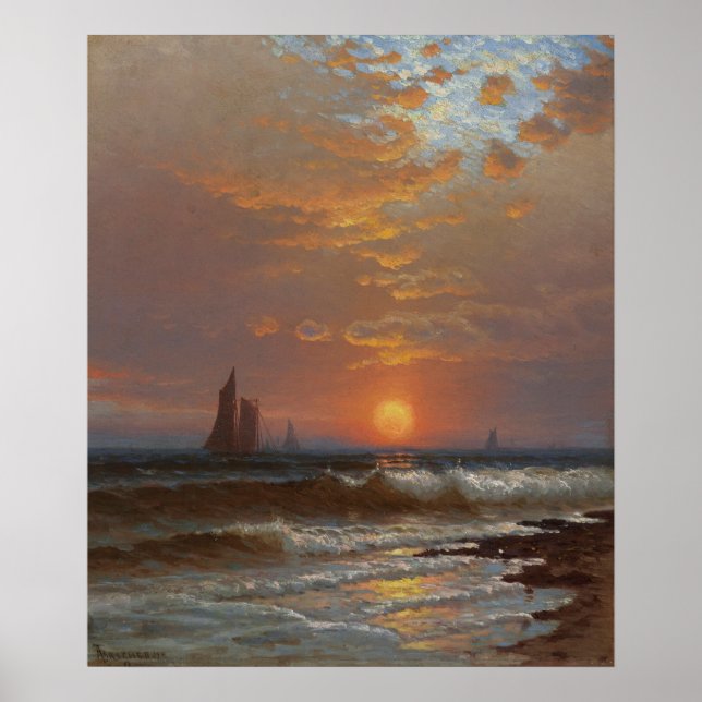 Segelbåtar i solnedgång poster (Framsidan)