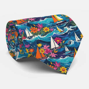 Segelbåtar i Vinkara Oceanen Tropical Blommigt Slips