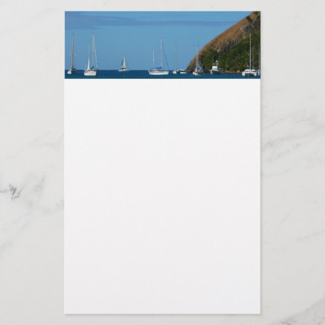 Segelbåtar i Vita och blå Nautiska viken Brevpapper (Framsida)