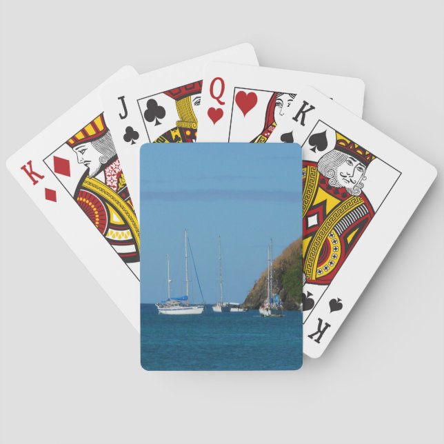 Segelbåtar i Vita och blå Nautiska viken Casinokort (Baksidan)