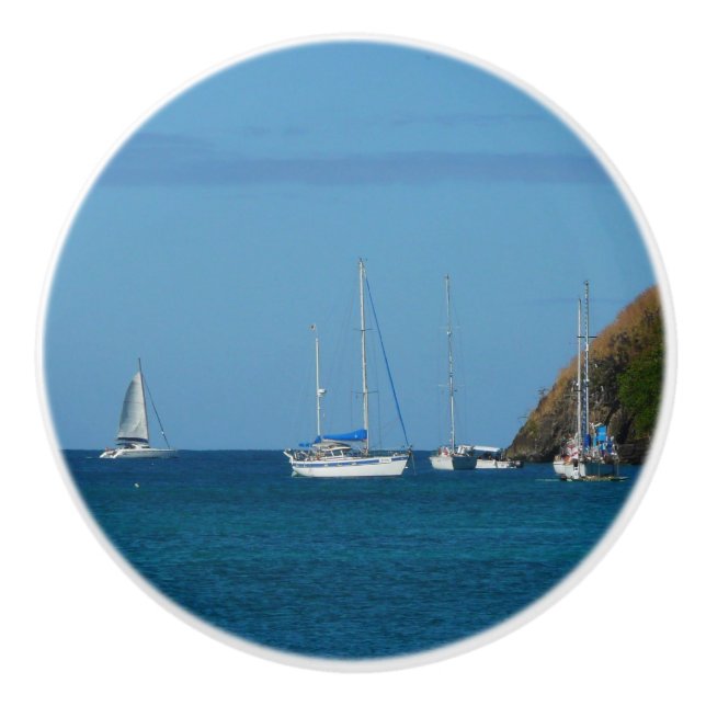 Segelbåtar i Vita och blå Nautiska viken Knopp (Framsidan)