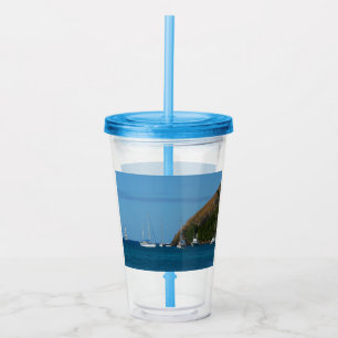 Segelbåtar i Vita och blå Nautiska viken Take Away Mugg