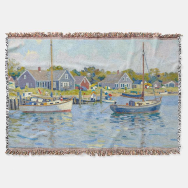 Segelbåtar Impressionism New England Filt (Framsidan)